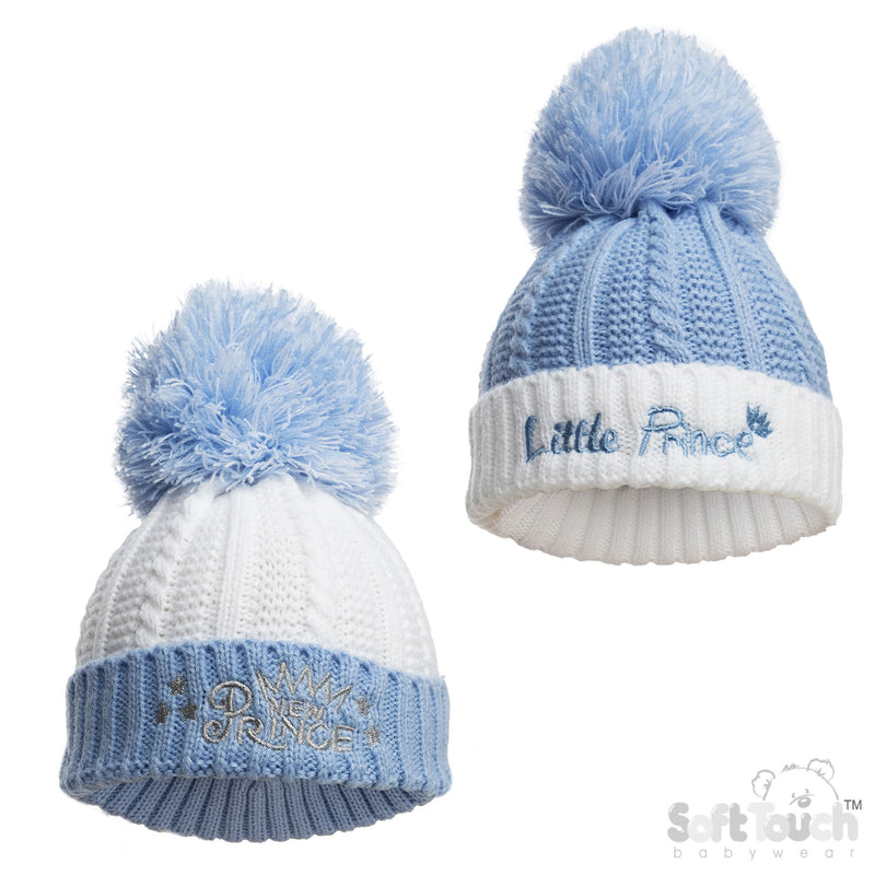 Cable Knit Infants Turnover Hat - Little Prince (NB-12) (PK6) H684-B