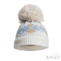BLUE INFANTS ACRYLIC ARGYLE HAT W/POM POM - (NB-12 Months) (PK6) H690-B