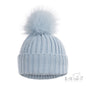Baby Ribbed Hat with Glitter Pom Pom - Sky (NB-12m) (PK6) H712-BB