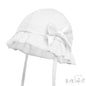 WHITE CHECKED HAT W/BOW  (0-24 M) (PK 6) H82-W