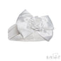 WHITE HEADBAND W/BOW & FLOWER (PK 12) HB120-W