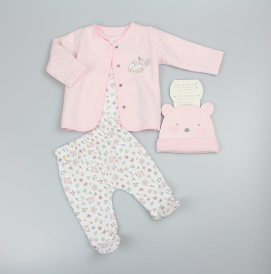 4pc Quilted Jacket Set - Floral Bunny (PK6) (0-6m) N14728