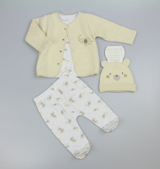 4pc Quilted Jacket Set - Elephant/Beige (PK6) (0-6m) N14733