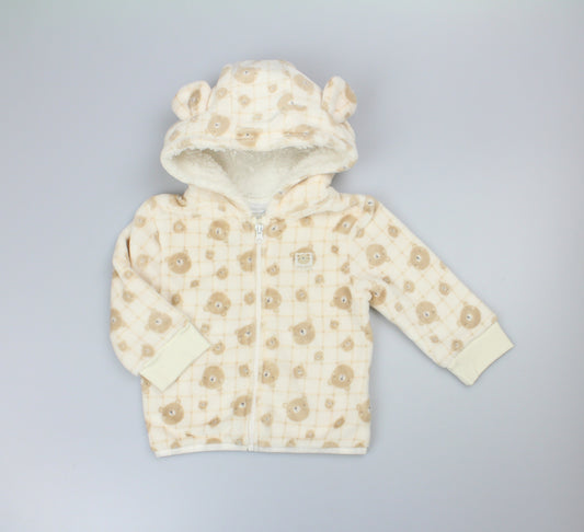 Baby Fleece Zipped Jacket - Beige Teddy Check (6-24m) (PK6) N34674