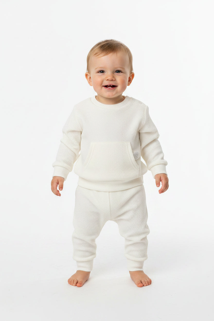 Baby Boys 2pc Jog Set - Bear/White (0-6M) (PK6) - J13954
