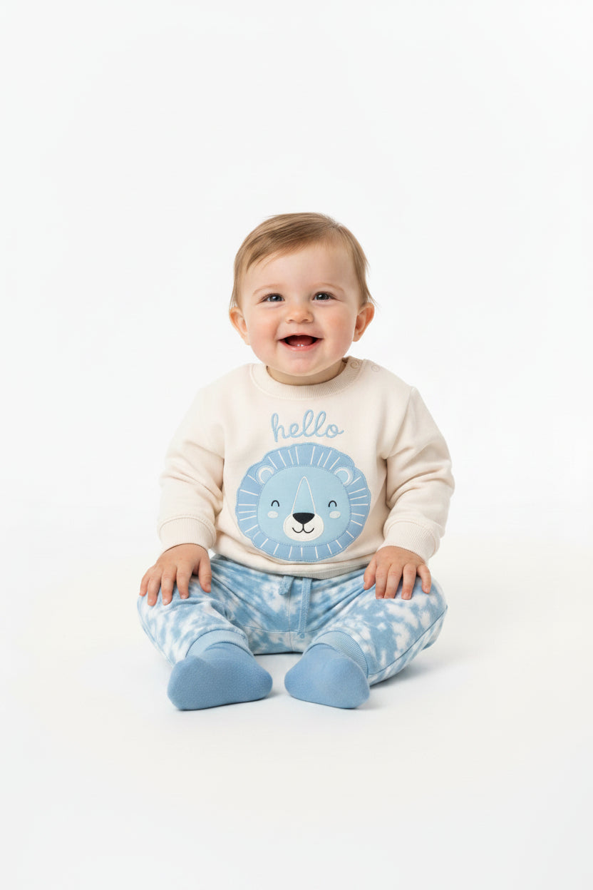 Baby Boys 2pc Set - Sky/Hello (0-9m) (PK6)  M15959