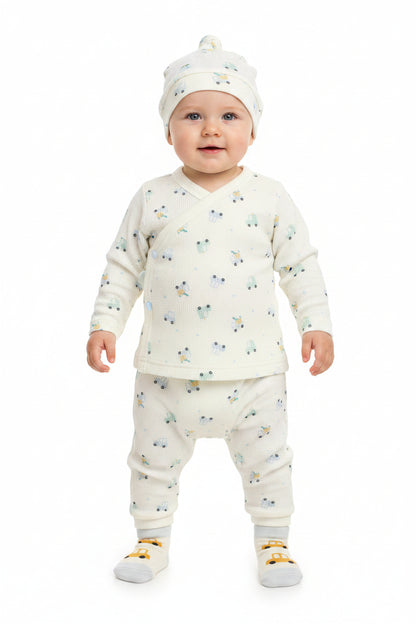 Baby Boys 4pc Set - Cars/Cream (0-9m) (PK6)  M15983