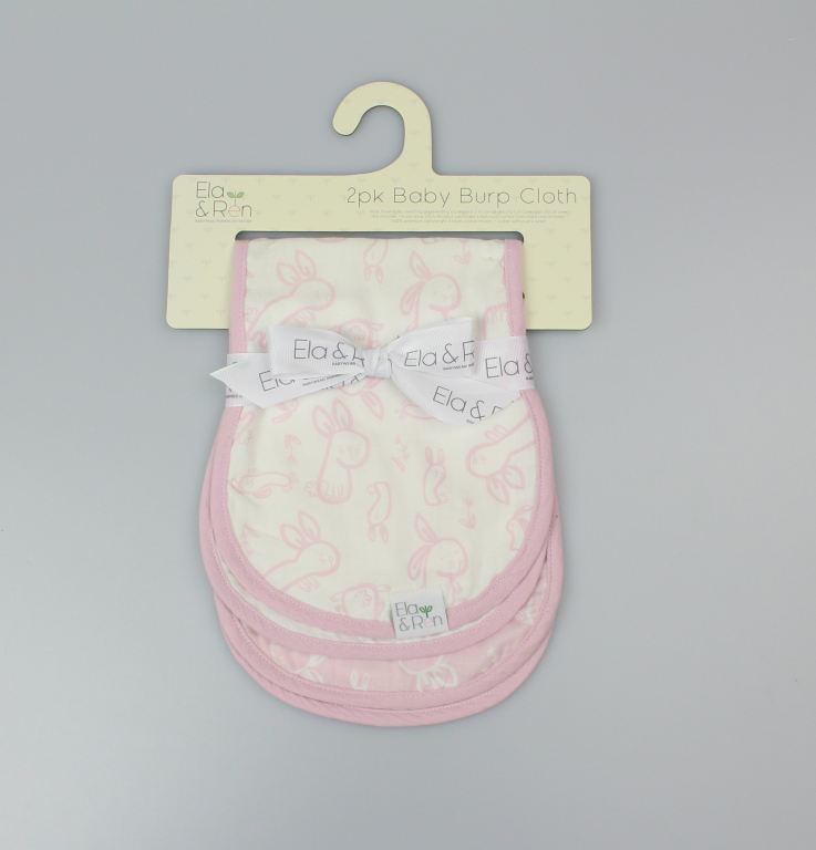 2pk Baby Burp Cloth - Pink Bunny - (OneSize) (PK6) J14030