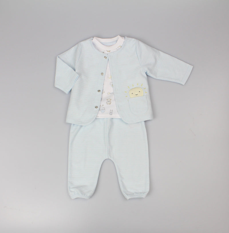 Boys 3pc jacket set nursery ottoman (0-6 Months) (PK6) E13312