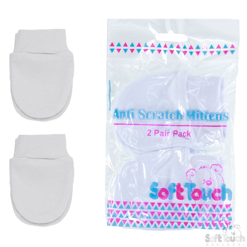 Infants Anti-Scratch Mittens White (P110-W)