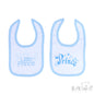 White Velcro Bib W/Blue Prince Print- P4703-B