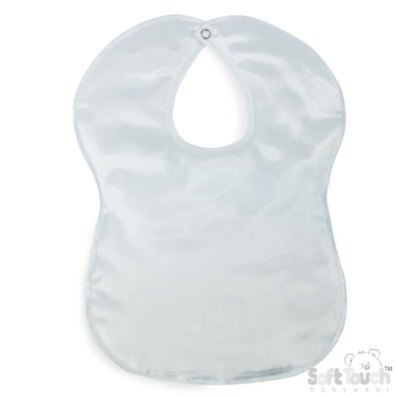 Large Plain White Satin Bib (25x33cm) (PK12) P5177w