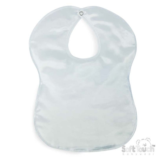 Large Plain White Satin Bib (25x33cm) (PK12) P5177w