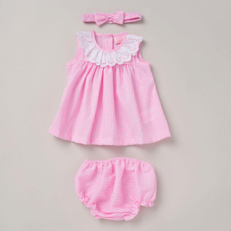 Baby girl Gingham "Broderie Anglaise" Dress Set (PK 6) D06546-b