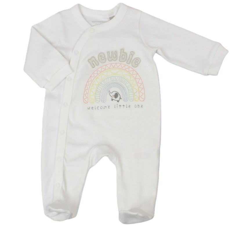 BABY "NEWBIE WELCOME LITTLE ONE" COTTON SLEEPSUIT (NB-3 MONTHS) (PK6) E03270
