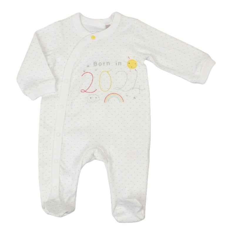 BABY " BORN IN 2024" COTTON SLEEPSUIT (NB-3 MONTHS) (PK6) E03274