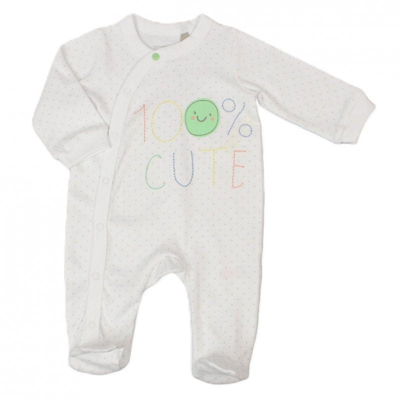 BABY " 100% CUTE" COTTON SLEEPSUIT (NB-3 MONTHS) (PK6) E03275