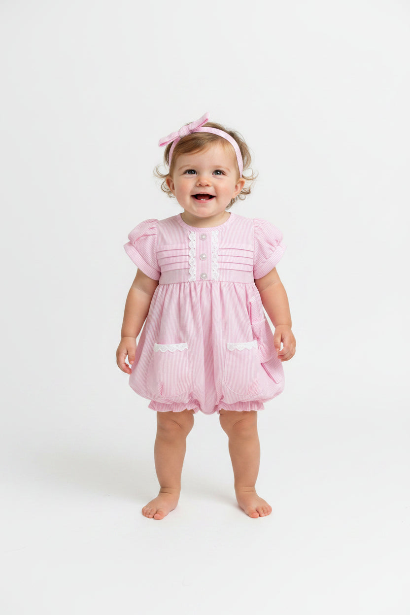2pc Baby Girls Romper Set - Pink (0-9m) (PK6) - K14236