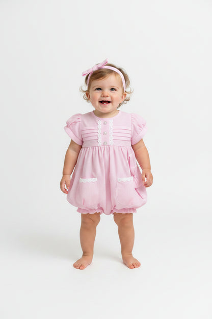 2pc Baby Girls Romper Set - Pink (0-9m) (PK6) - K14236