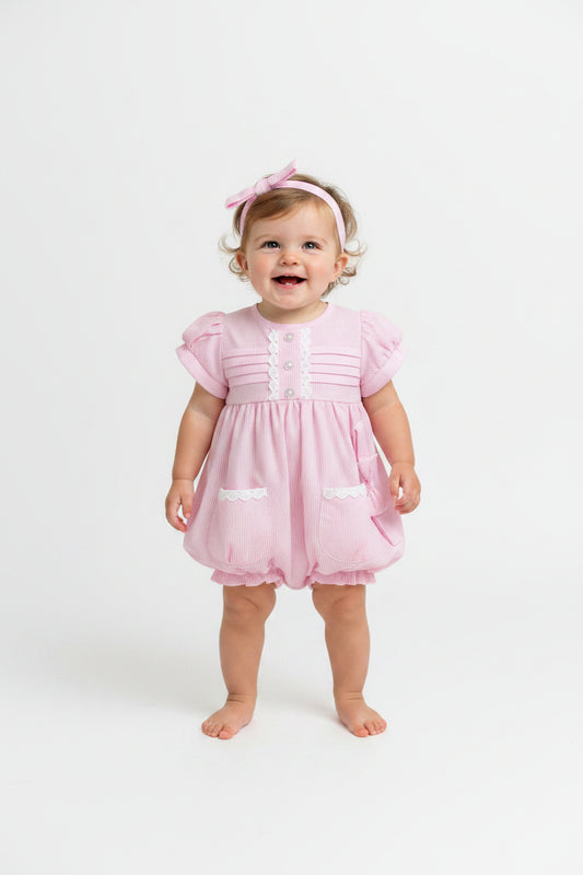 2pc Baby Girls Romper Set - Pink (0-9m) (PK6) - K14236