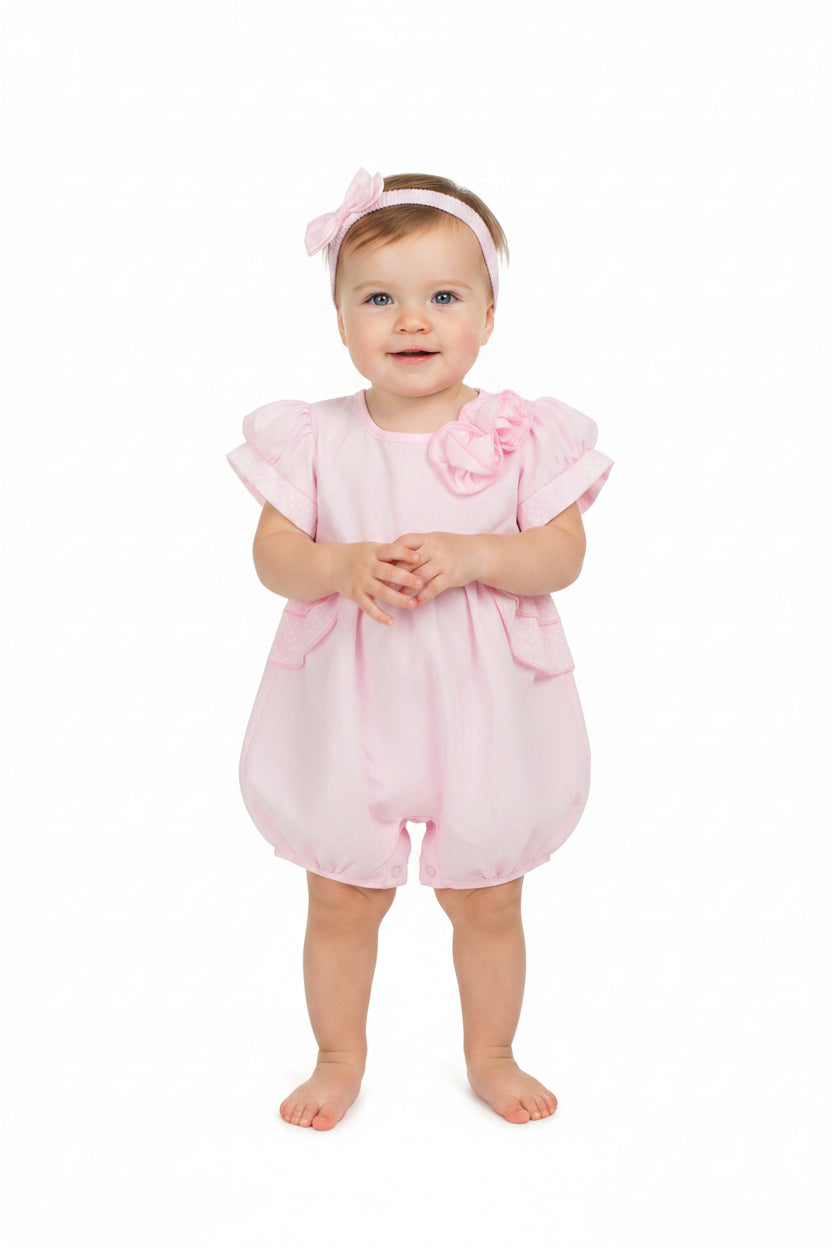 2pc Baby Girls Romper Set - Pink (0-9m) (PK6) - K14240