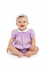2pc Baby Girls Romper Set - Purple (0-9m) (PK6) - K14241