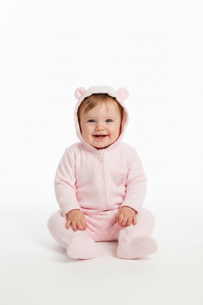 Baby Plain Hooded All in One - Pink (0-9m) (PK6)  M15951