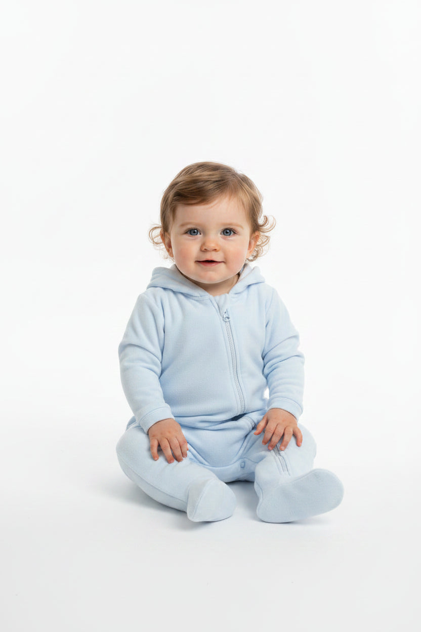 Baby Plain Hooded All in One - Sky (0-9m) (PK6)  M15955