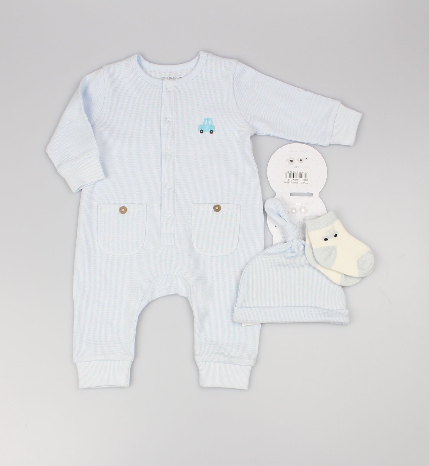 Baby Boys 3pc Romper Set - Sky  (0-9m) (PK6)  M15981