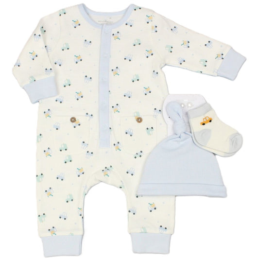 Baby Boys 3pc Set - Cars/Cream (0-9m) (PK6)  M15982