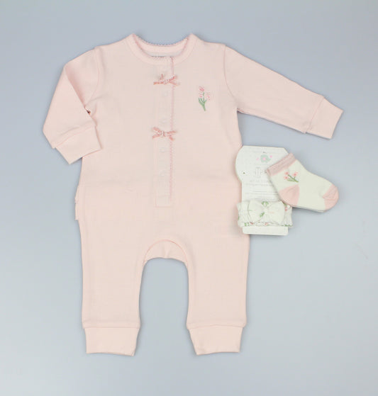 Baby Girls 3pc Romper Set - Pink (0-9m) (PK6)  M15987