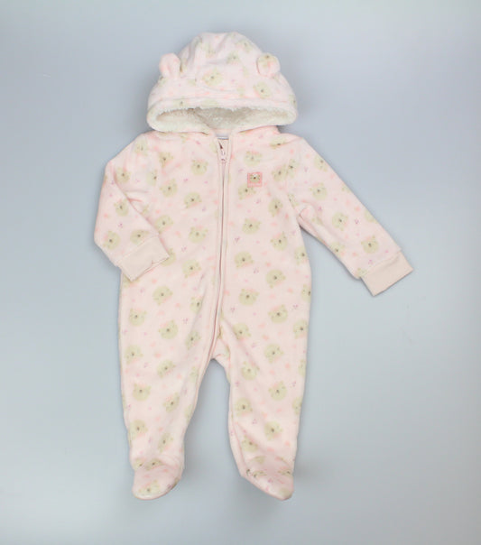 Baby Fleece Pram set - Pink Bow Bear (PK6) (3-12m) N24664