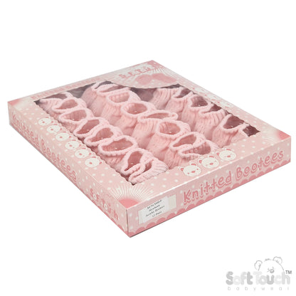 PINK ACRYLIC BABY BOOTEES W/CHAIN KNIT - S440P