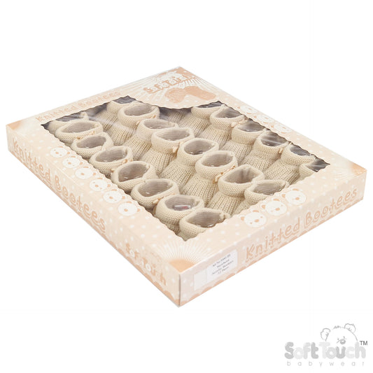 BISCUIT ACRYLIC BOOTEES WITH BOW - S441BI