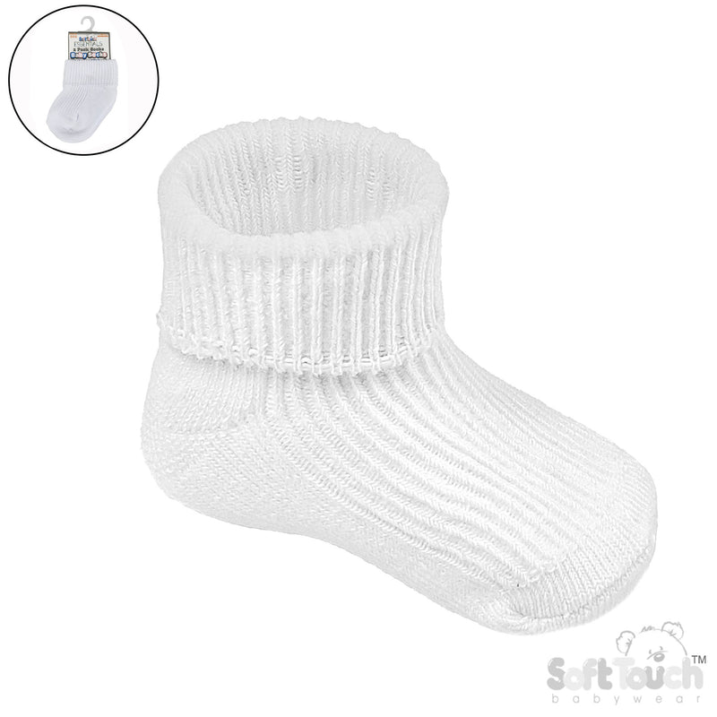 2PK WHITE NB PLAIN TOT SOCKS ( (Newborn) S900-W