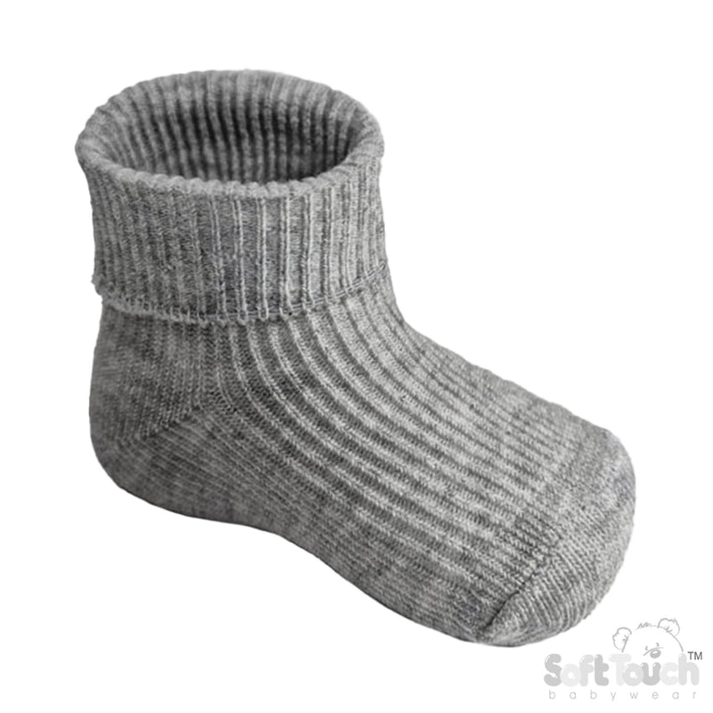 GREY 0-3M PLAIN TOT SOCKS (PK12) (0-3 Months) S901-G-BP