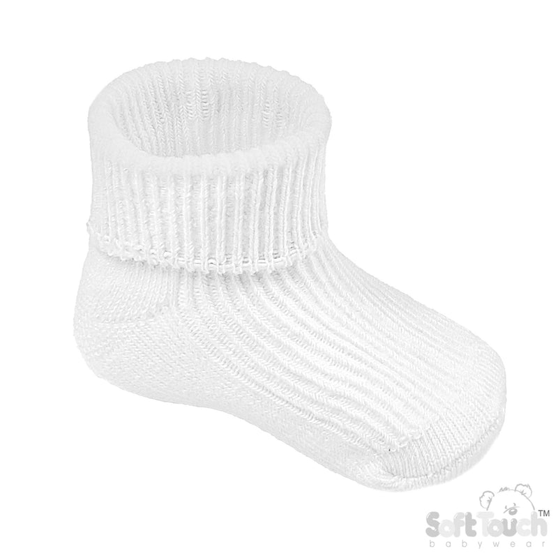 WHITE 0-3M PLAIN TOT SOCKS (PK12) (0-3 Months) S901-W-BP