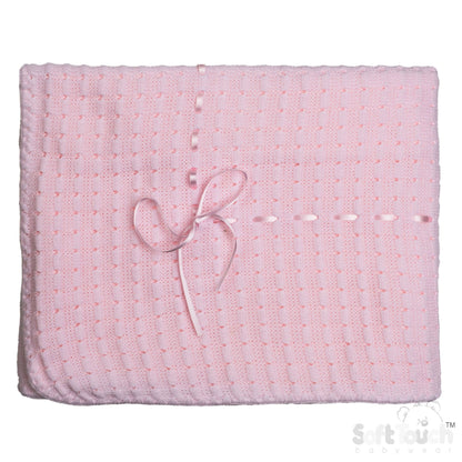 Pink Waffle Shawl - Ribbon (95x95cm) (PK4) SH12-P
