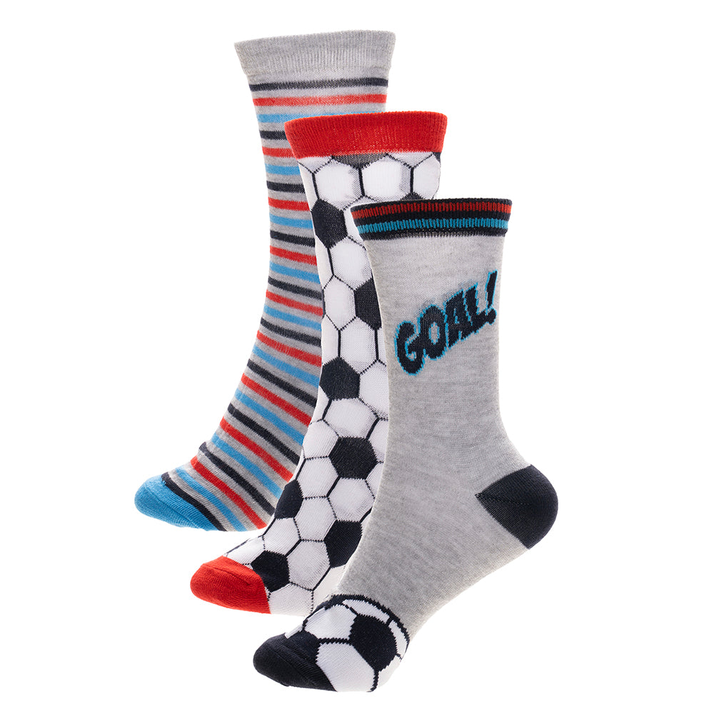 Boys 3pk Socks - Football/Camo (PK12) (9-12 to 4-6) SK1400
