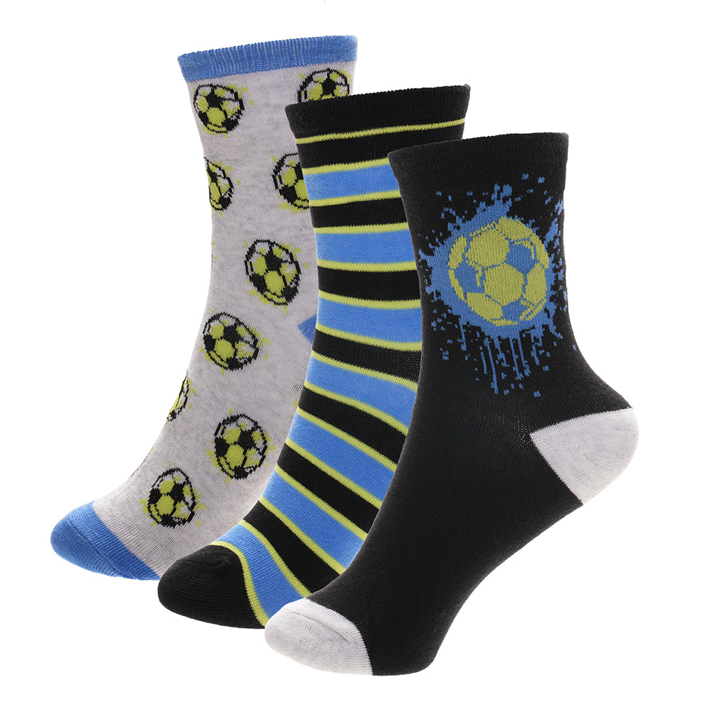 Boys 3pk Socks - Football/Aerospace Design (PK12) (6-3.5) SK1403
