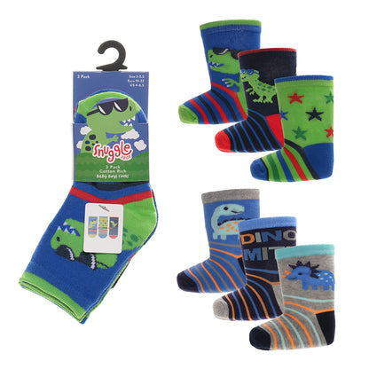 Baby Boys 3 Pack Monster/Dino Design Socks - (0-5.5) (PK12) SK1412