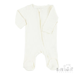 Ribbed Sleepsuit - Marshmallow (0-3m) (PK6) - SS4600-MA-03