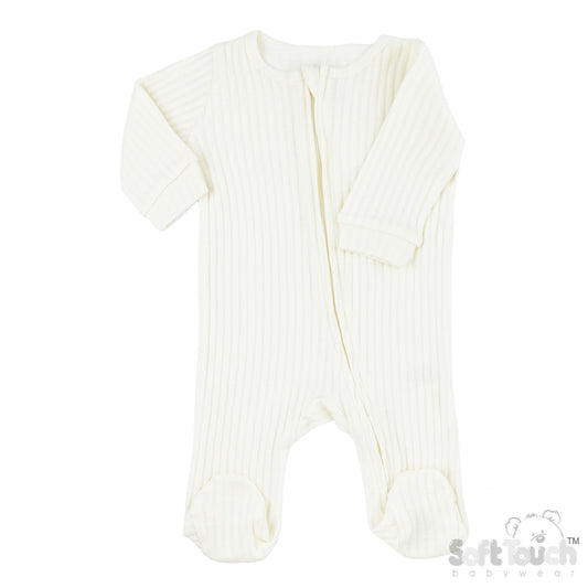 Ribbed Sleepsuit - Marshmallow (3-6m) (PK6) - SS4600-MA-36