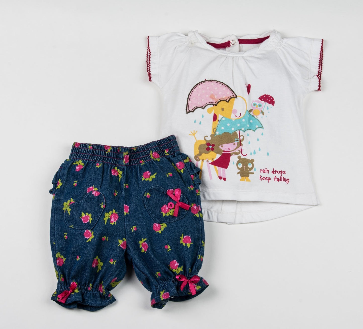 Baby Girls 2 pcs Set- Raindrops/Strawberry - (3-12 Months) (PK6) E2153