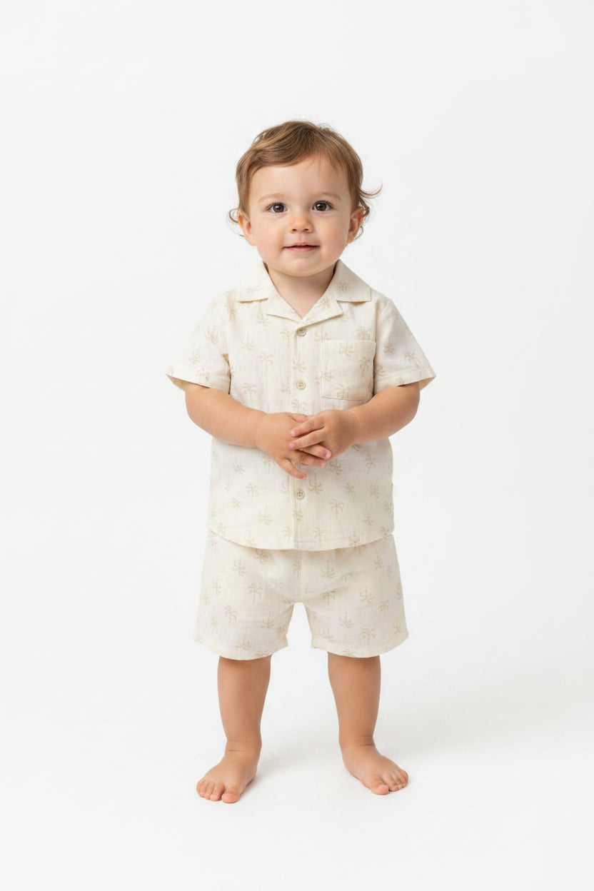 Baby Boys 2pc Shorts Set - Stone/Palm Tree(1-2Years) (PK6) M34316