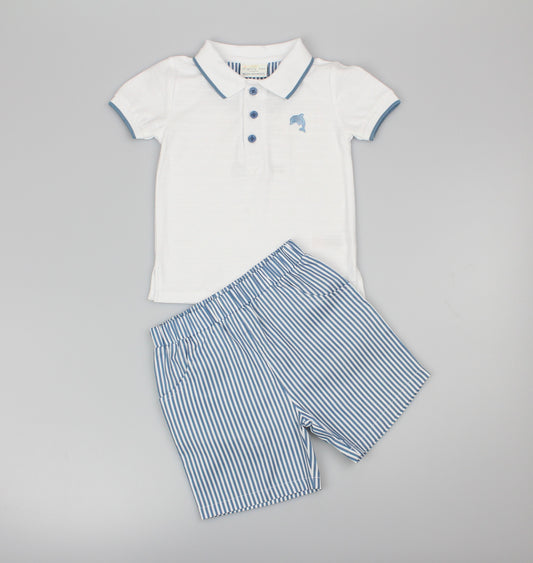 Baby Boys 2pc Shorts Set - White Polo (1-2Years) (PK6) M34317