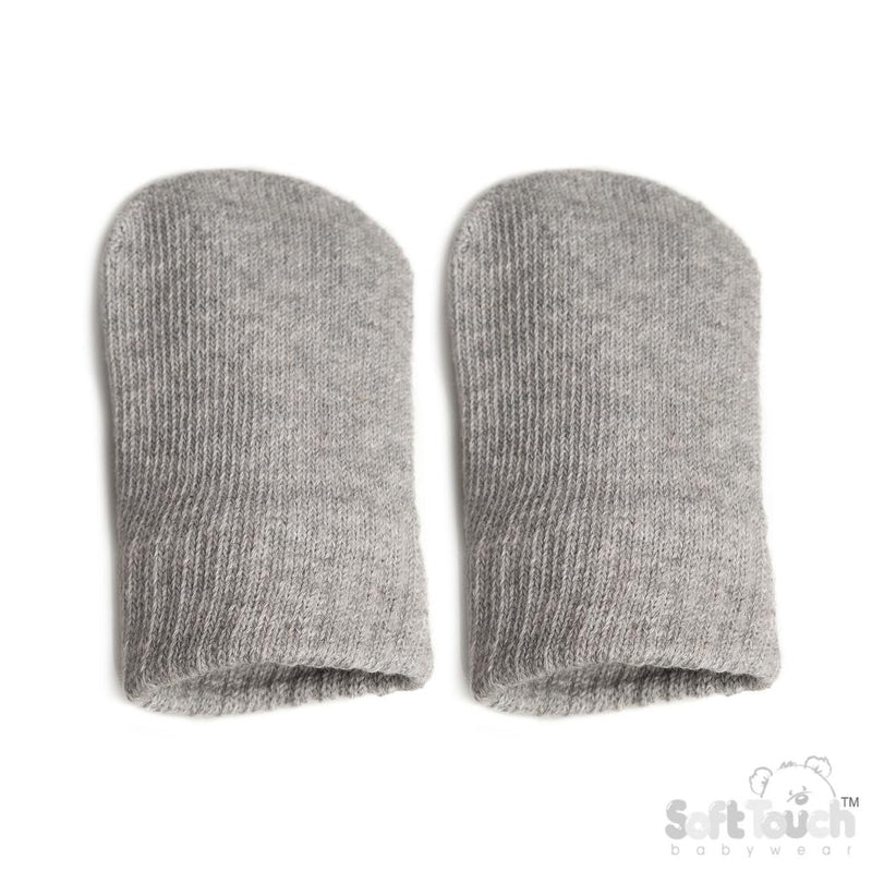 Grey Brushed Cotton Knit Mittens (NB-12) (PK12) BM704G