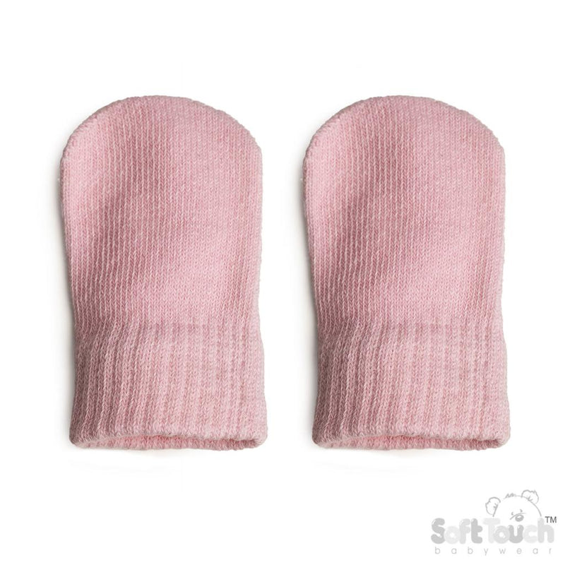 Pink Brushed Cotton Knit Mittens (NB-12) (PK12) BM704P