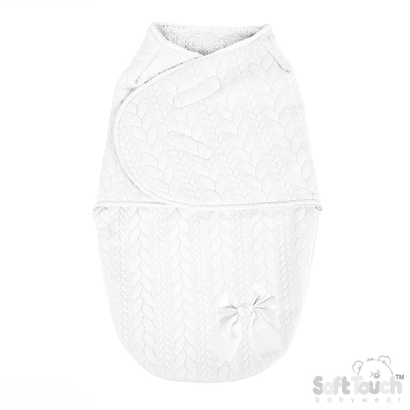 WHITE CABLE SWADDLE WRAP (NB-3m) (PK4) SW120-W