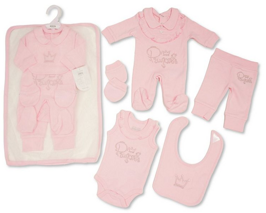 Baby Girls 5 Pieces Gift Set - Princess (NB-6m) (PK6)  GP-25-1294P